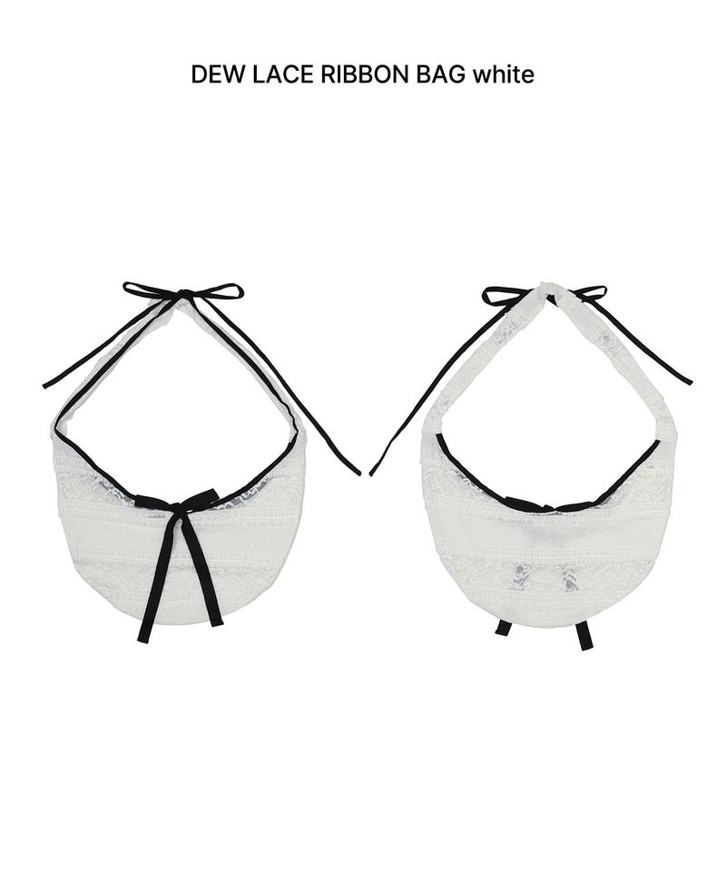 DEW LACE RIBBON BAG white