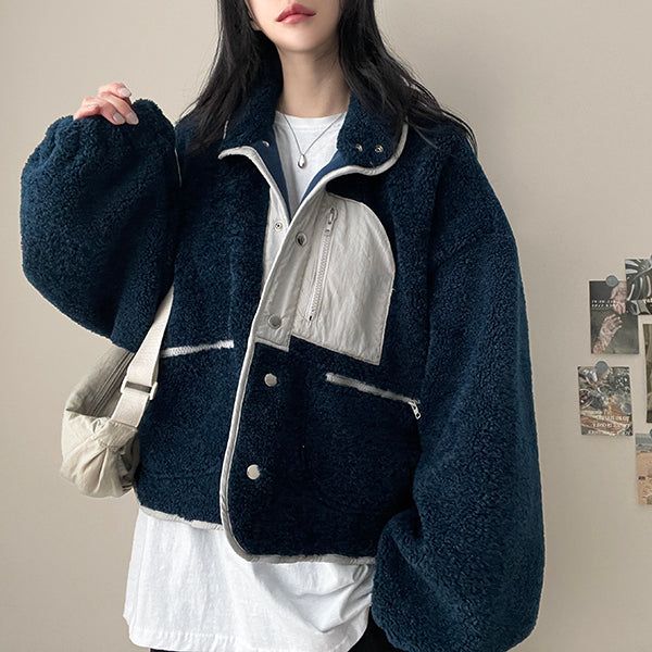 hijjoo（ハイチュー）の「Acet Color High-Neck Soft Wool Zipper Snap Jacket（Jackets/Outerwear）」