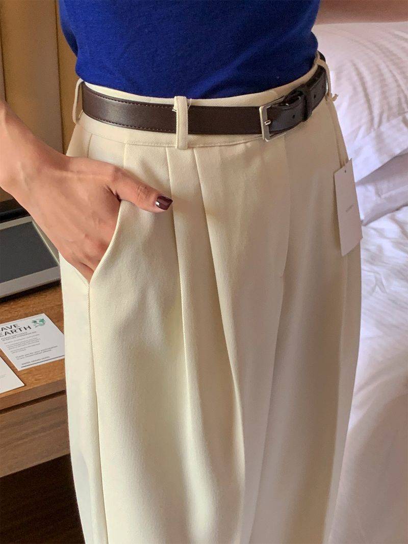 luch wool pintuck wide slacks