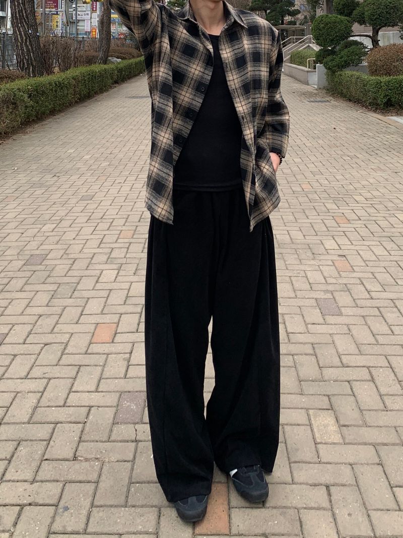 Allday Check Layered Long Sleeve Shirt