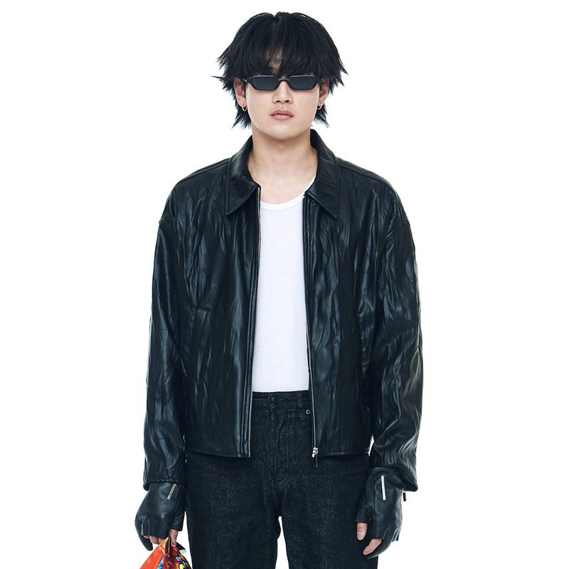 C Wear by the Genius(シーウェア バイザジーニアス)の「リンクルレザーシングルジャケット(ジャケット/アウター)」