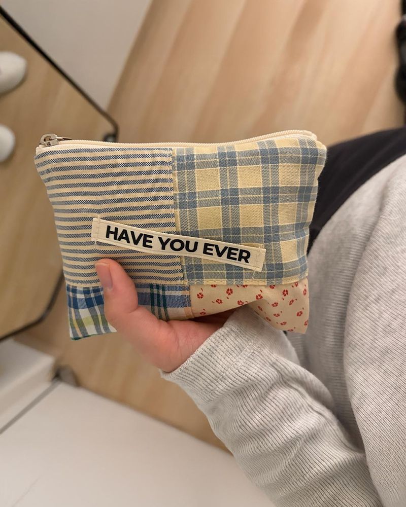 Patch work flat pouch