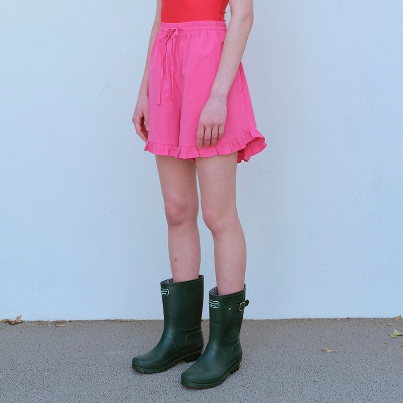RUFFLE HEM SHORTS, PINK