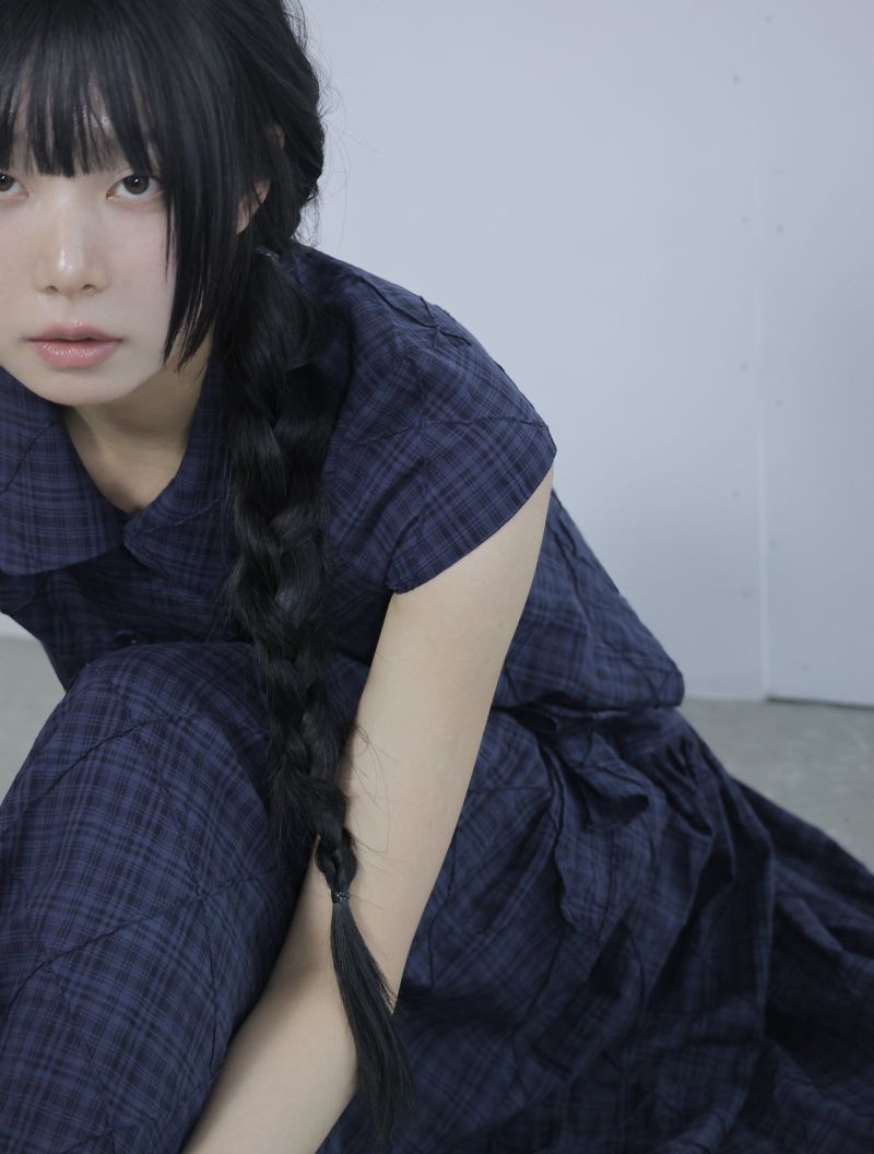 Cozy Check Shirt Blouse -Navy