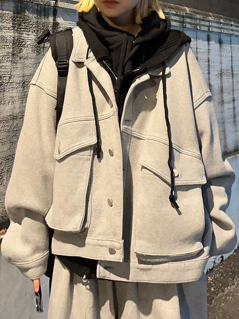 Warm hooded knit zip-up