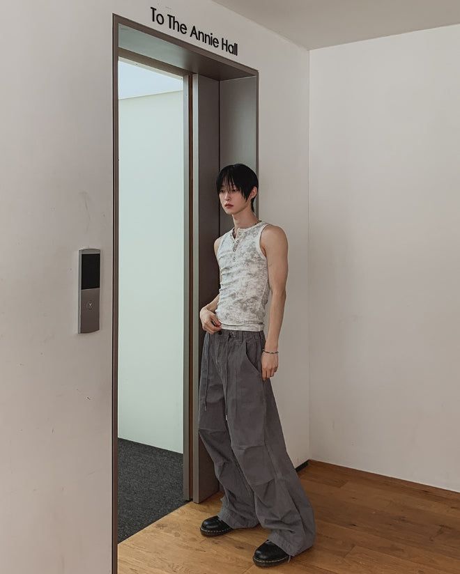 Draw Wash Parachute Wide Pants