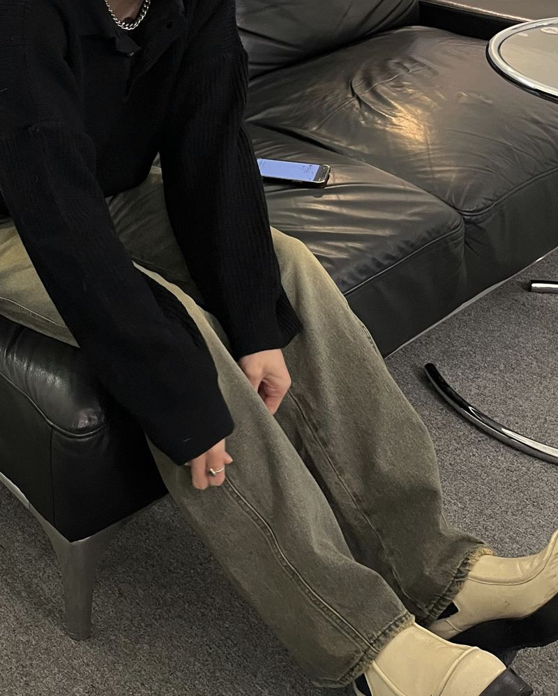 washing wide denim pants