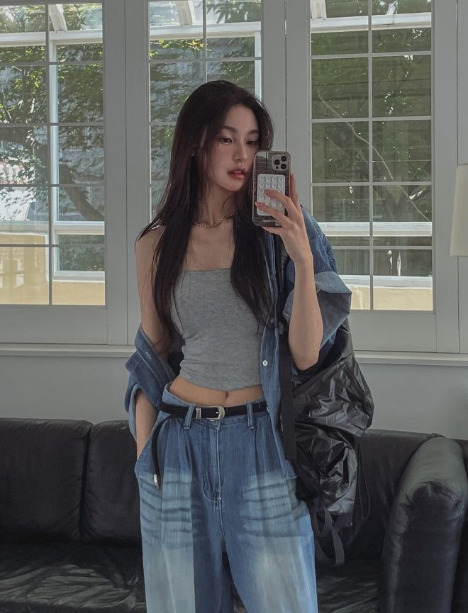 [U-BASIC] Side Shirring Tube Top (+With Cup)