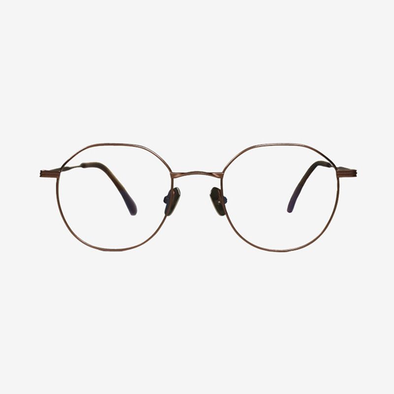 Knouun Round titanium glasses CODE. 101. D Pink Brown