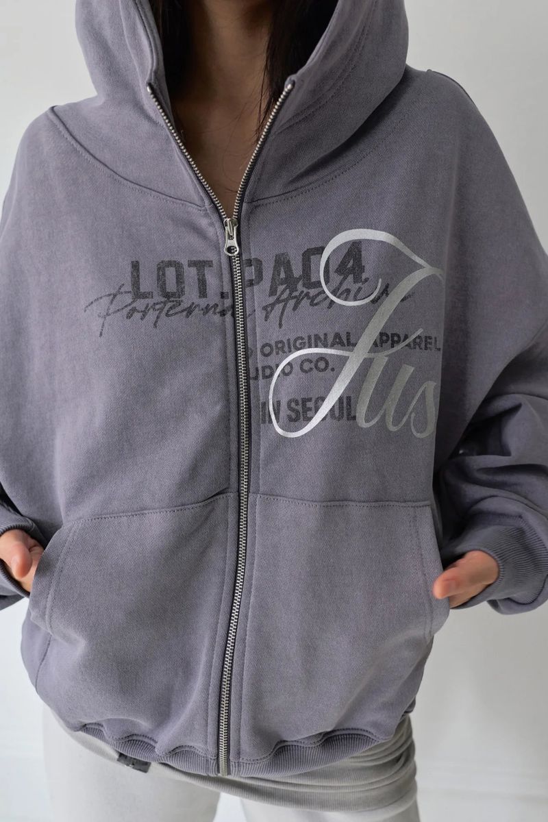 26SS★ HIGH NECK VINTAGE PIGMENT HOODIE ZIP-UP