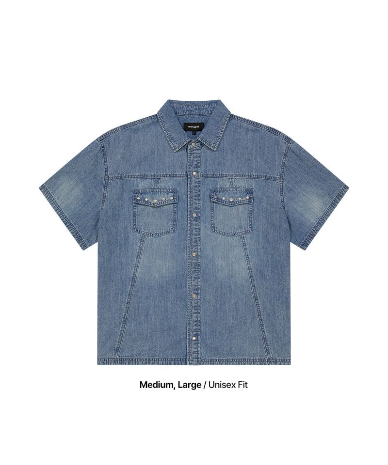 DENIM STUD HALF SHIRT