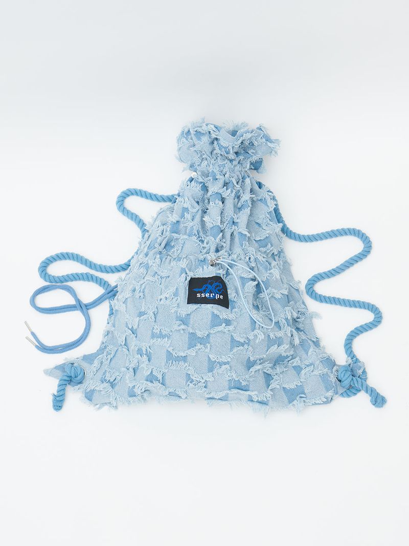 Sserpe（セルぺ）の「Checkerboard Denim Vagabond Bag Light Blue（Bags）」