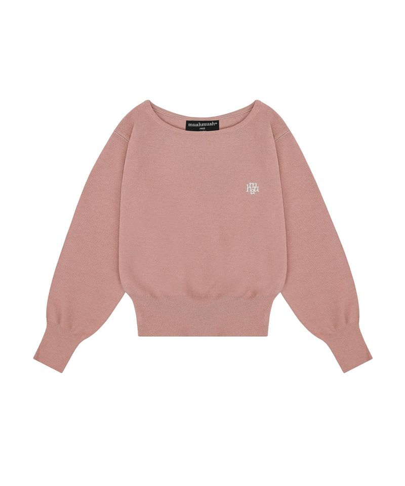 STITCH LOGO SOFT BOATNECK KNIT