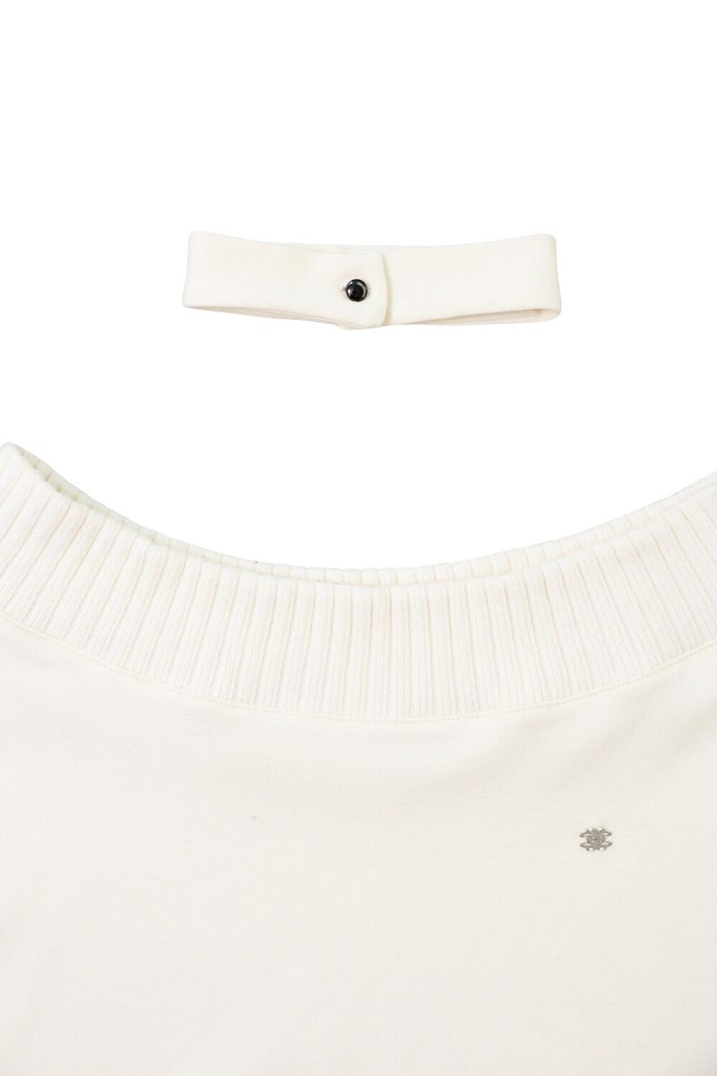 [ID] Logo Off-Shoulder Sweatshirt (Choker Set) (Ivory) 