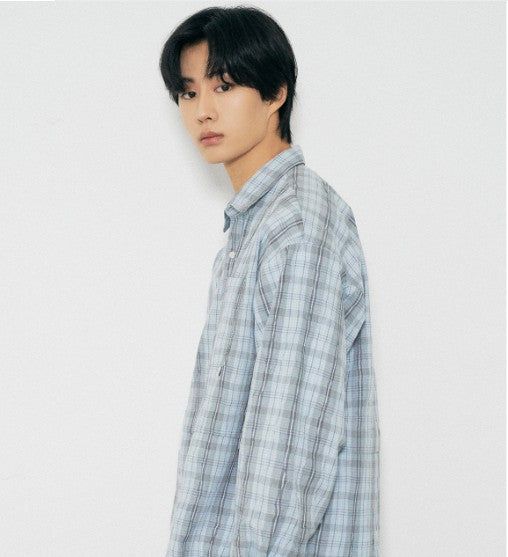 Crop Detachable Crease Check Shirt S167 Gray Achromatic
