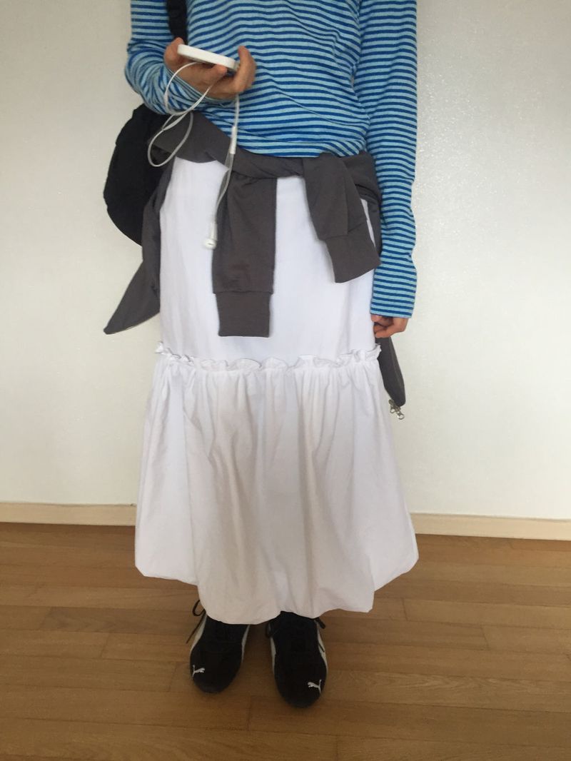 pumpkin nylon long skirt
