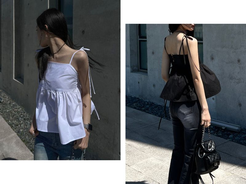 GUSTA（グスタ）の「Lace-up corset sleeveless blouse top (3 colors)（Tops）」