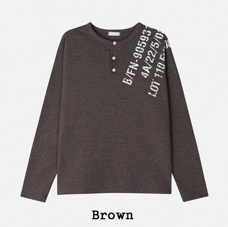 Devel Waffle Henley Neck Long Sleeve T-shirt