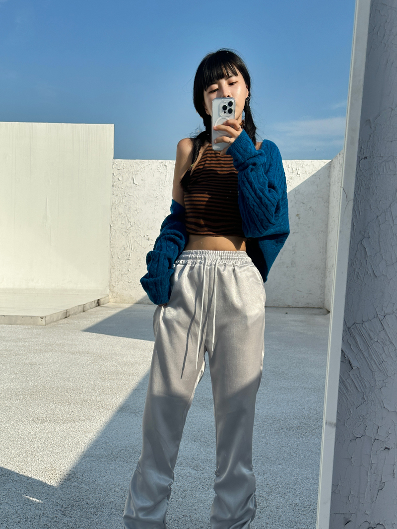 (FALL/WINTER ITEM) ビビッドシックニットルーズフィットレイヤードケーブルニットボレロ カーディガン- 2 カラー