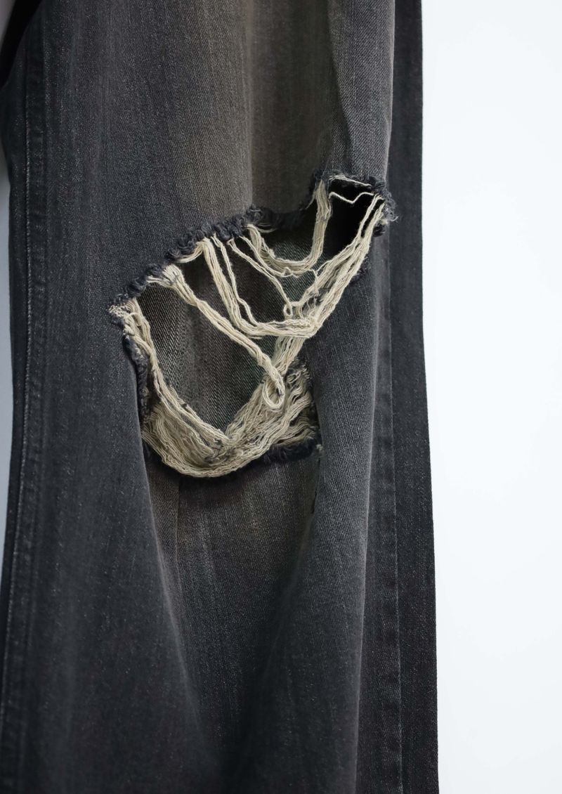 (UNISEX)Torn Twilight black Denim