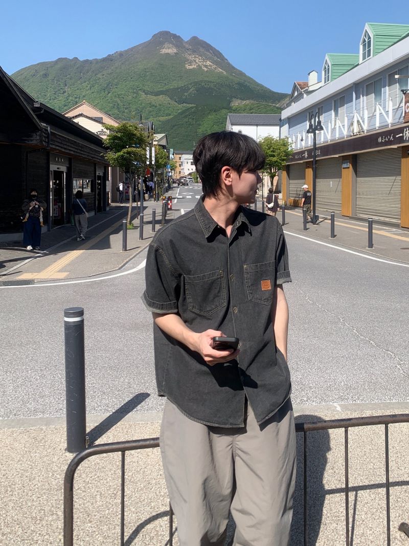 Chiba Patch Denim Short-Sleeve Shirt