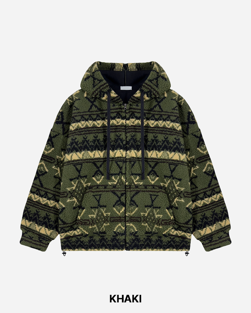 Jacquard Fleece Hooded Jumper