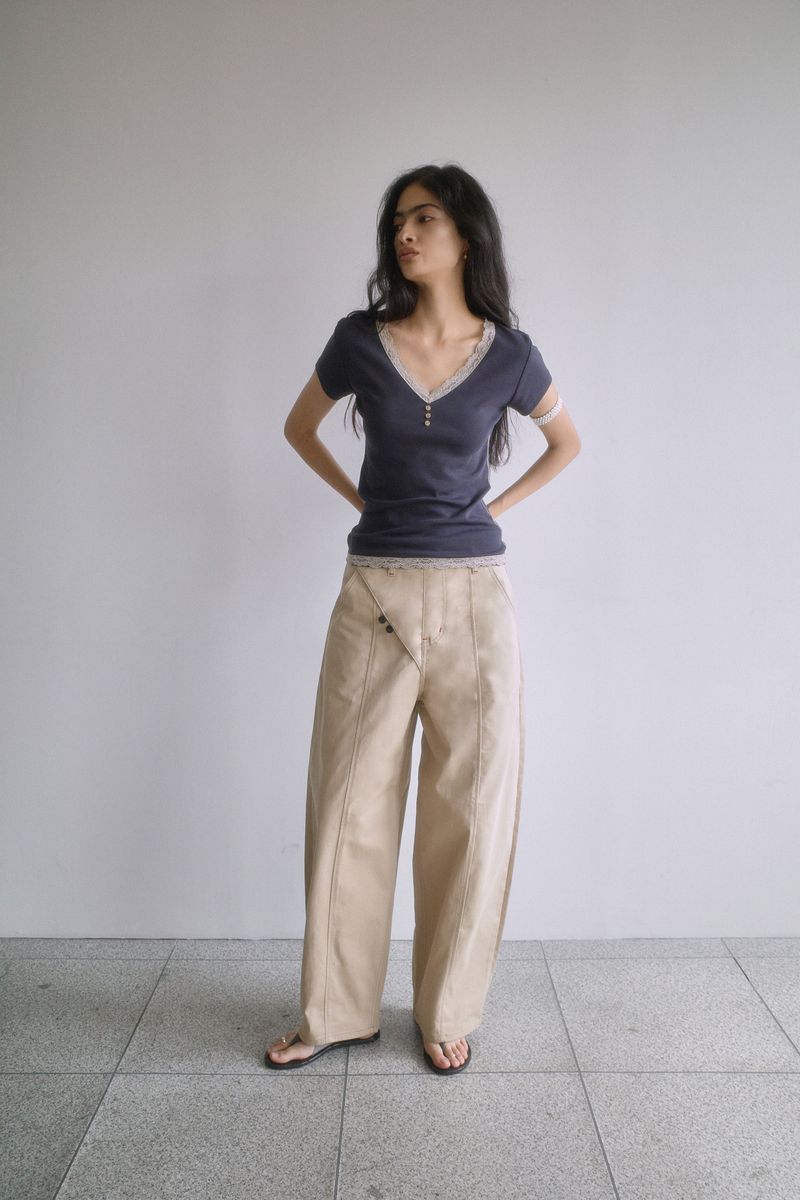 26SS★ WRAP CURVED COTTON TROUSER