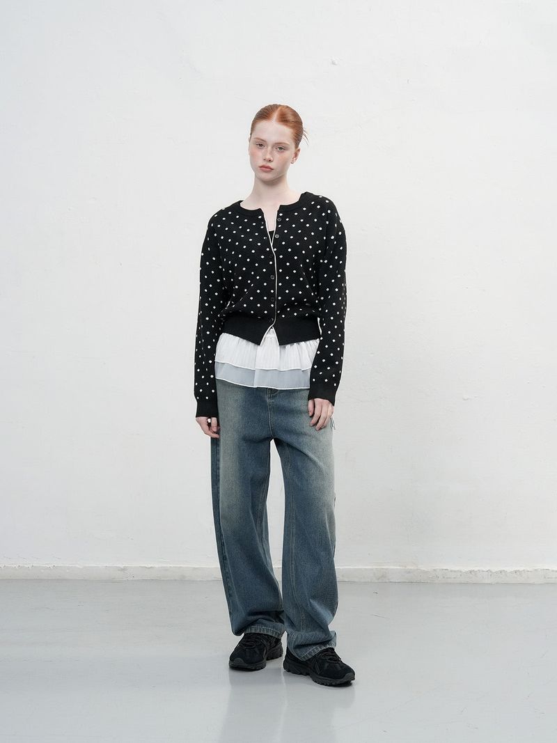 【即日発送】semi loose fit dot cardigan