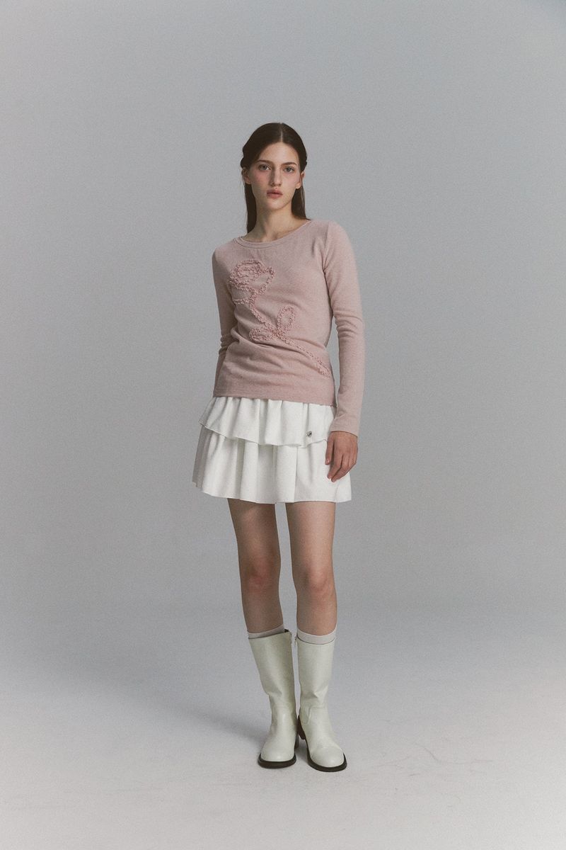 Lace Rose Long Sleeve Pink