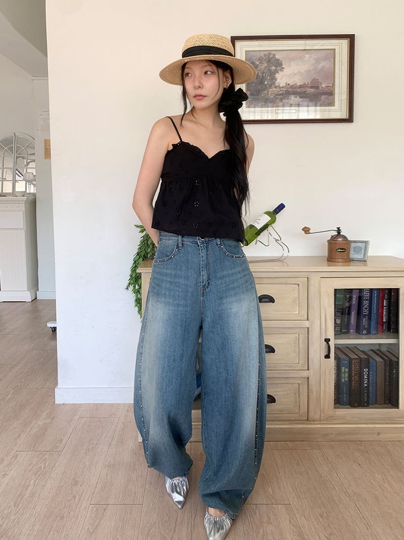 STUD BALLOON WIDE JEANS