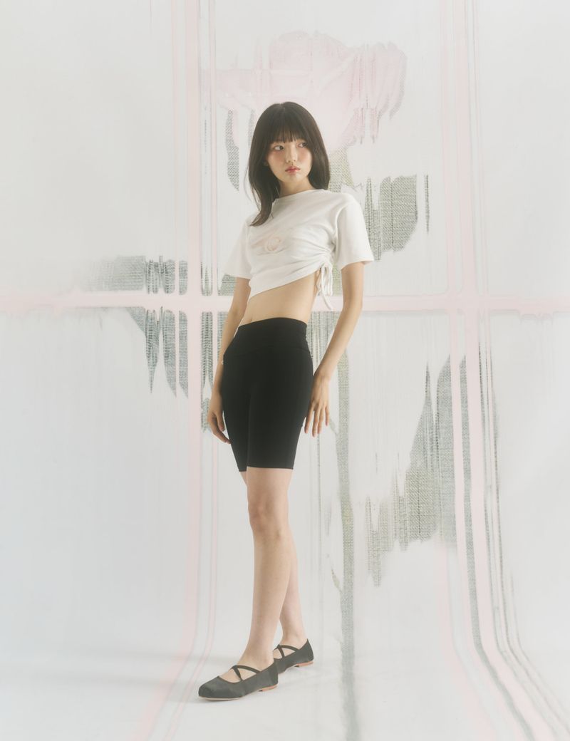 Rose Shirring T-shirt (WHITE)