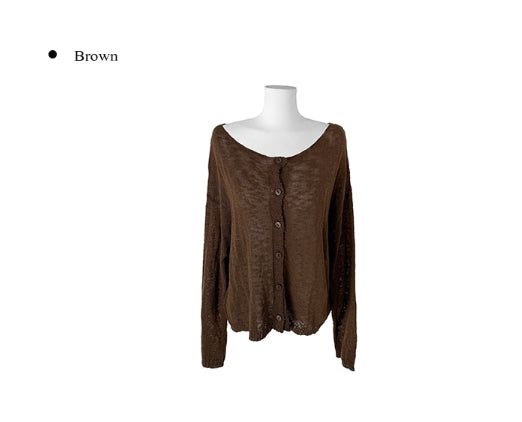 Buki Reversible See-Through Button Knit Cardigan