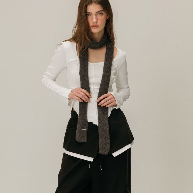 CARGO LAYERED SKIRT PANTS / BLACK