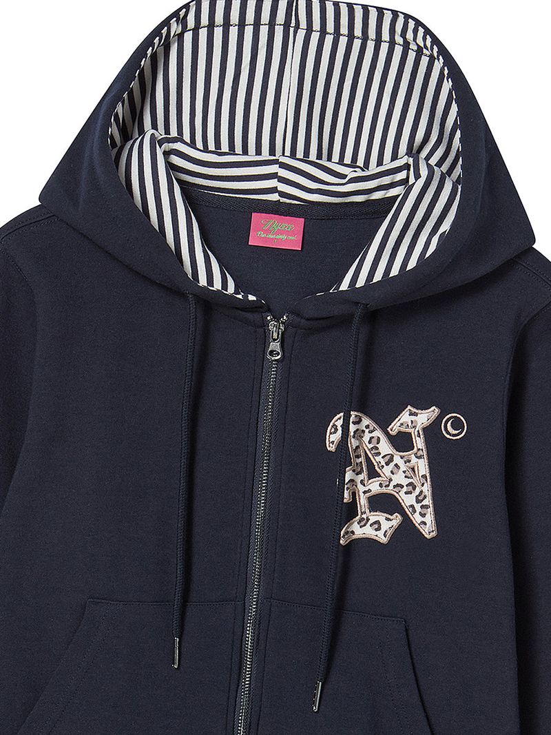 LETTER N HOOD ZIP-UP NAVY