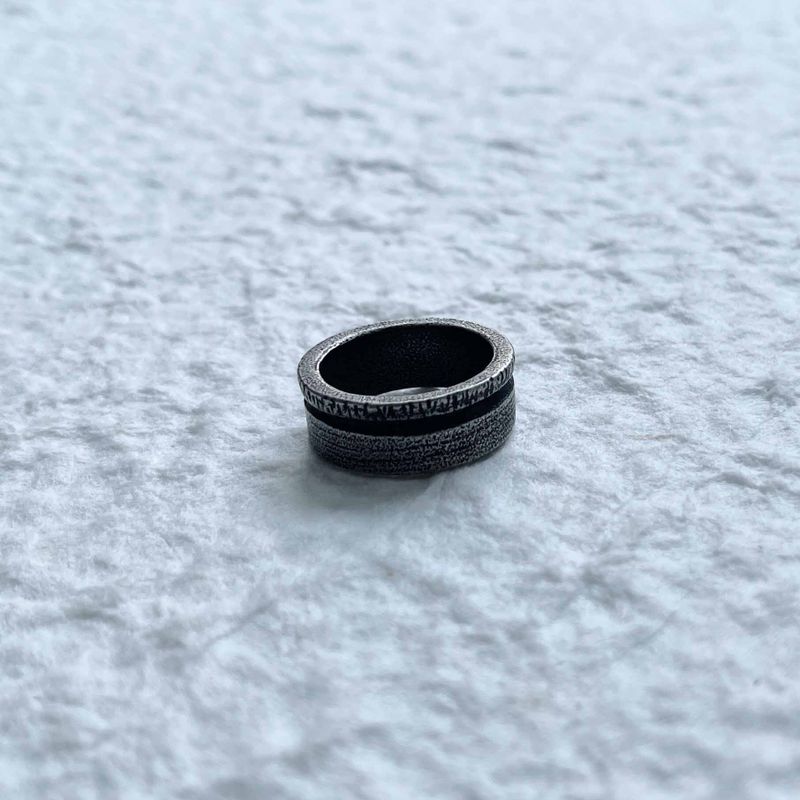 Oxidized Engraved Wide Ring