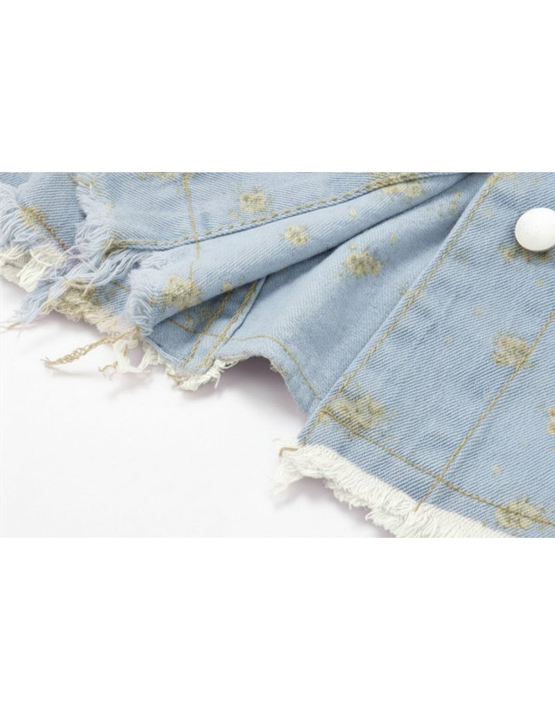 Canola Bloom Flower Denim Jacket Light Blue