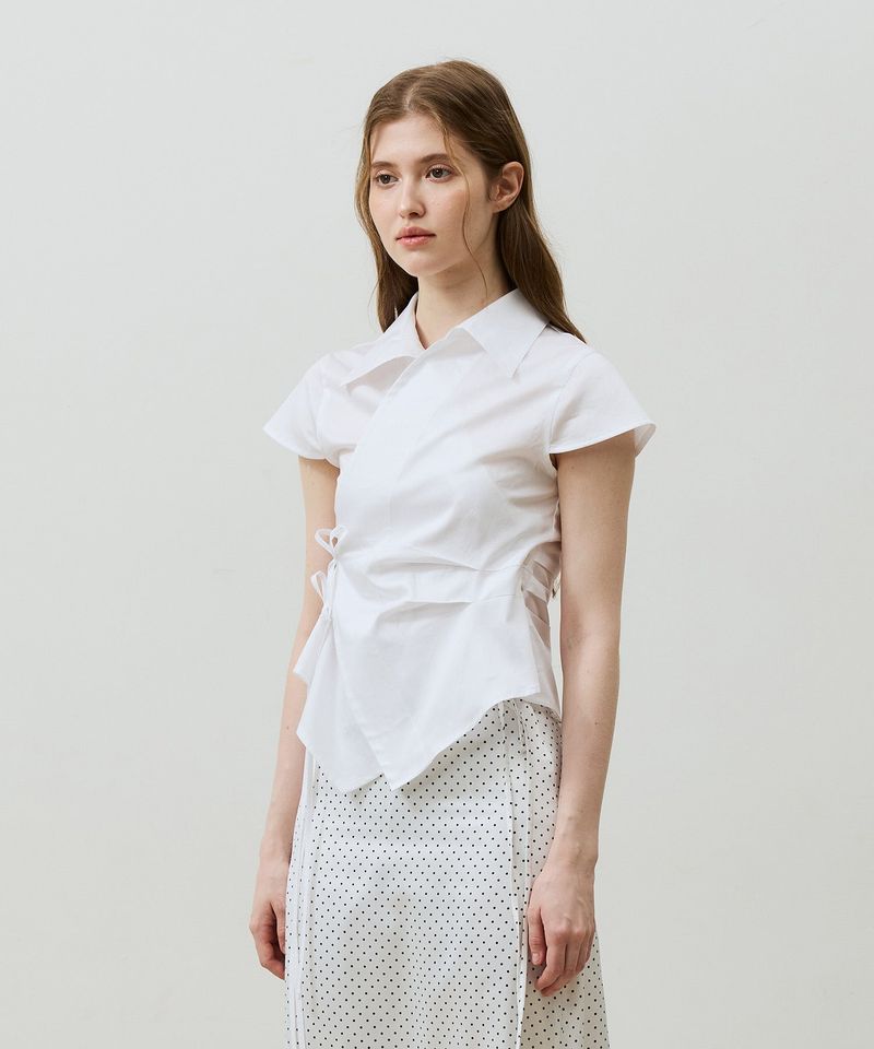 HALO WRAP CAP SLEEVE SHIRT / WHITE
