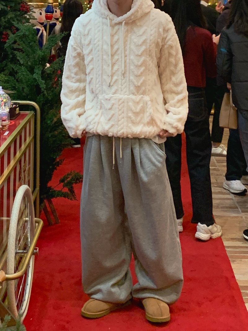 Cozy cable fleece hood