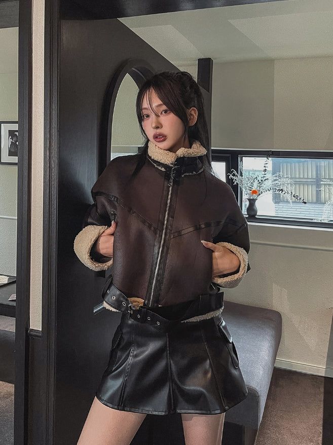 Hayes Leather Pocket Flare Skirt