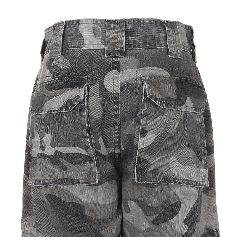 8287 Graffiti Logo Camo Cargo Pants (Gray)