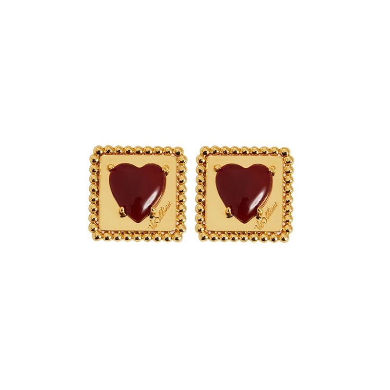 Square Heart Earrings_Gold