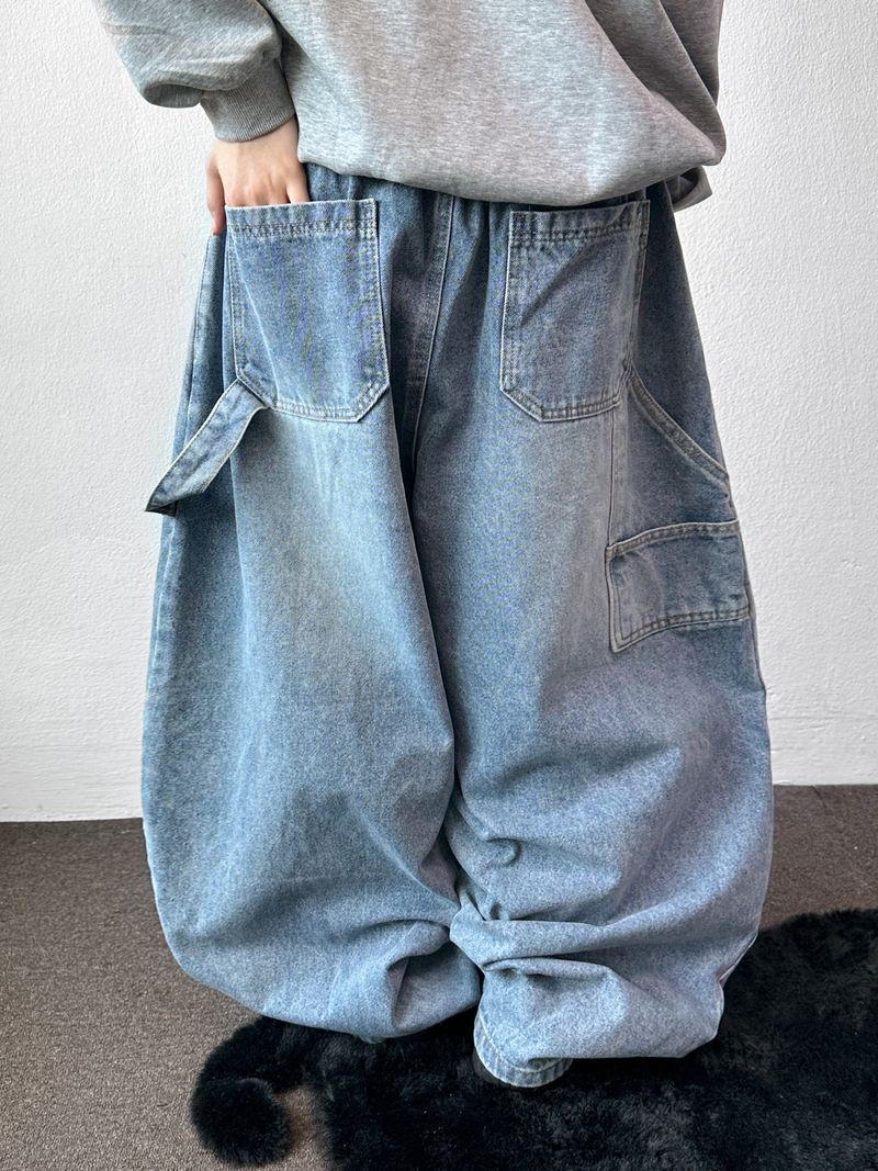 Catch Balloon Carpenter Basic Denim Pants 3color