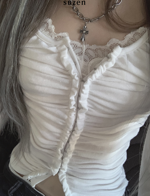 Lips shirring hook top (white)