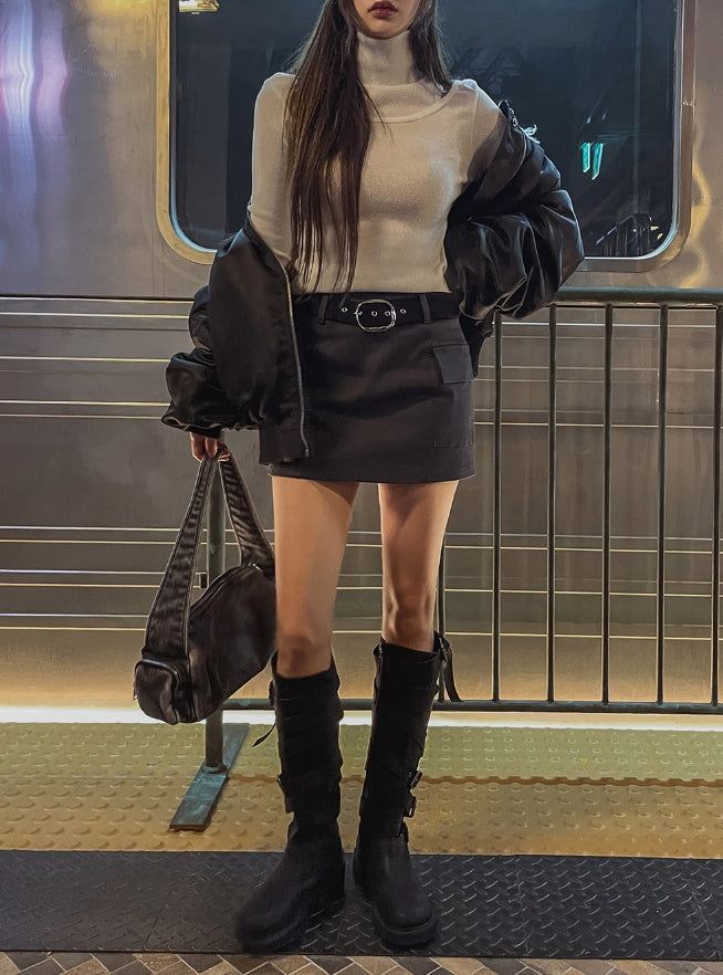 Linda belt point mini skirt