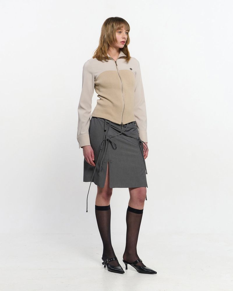 Ribbed Slim Zip-up _ IVORY
