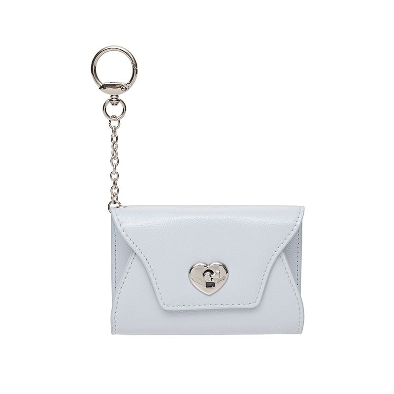 Heart Lock Keyring Multi Pouch Card Wallet Skyblue