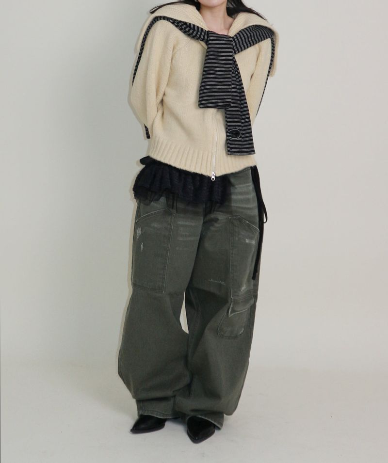 Square Sailor Collar Two-Way Knit Cardigan