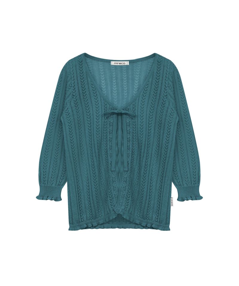 3/4 LACE KNIT CARDIGAN TURQUOISE