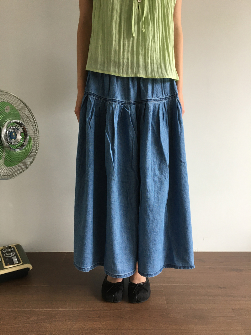 Mori denim long skirt (1color)