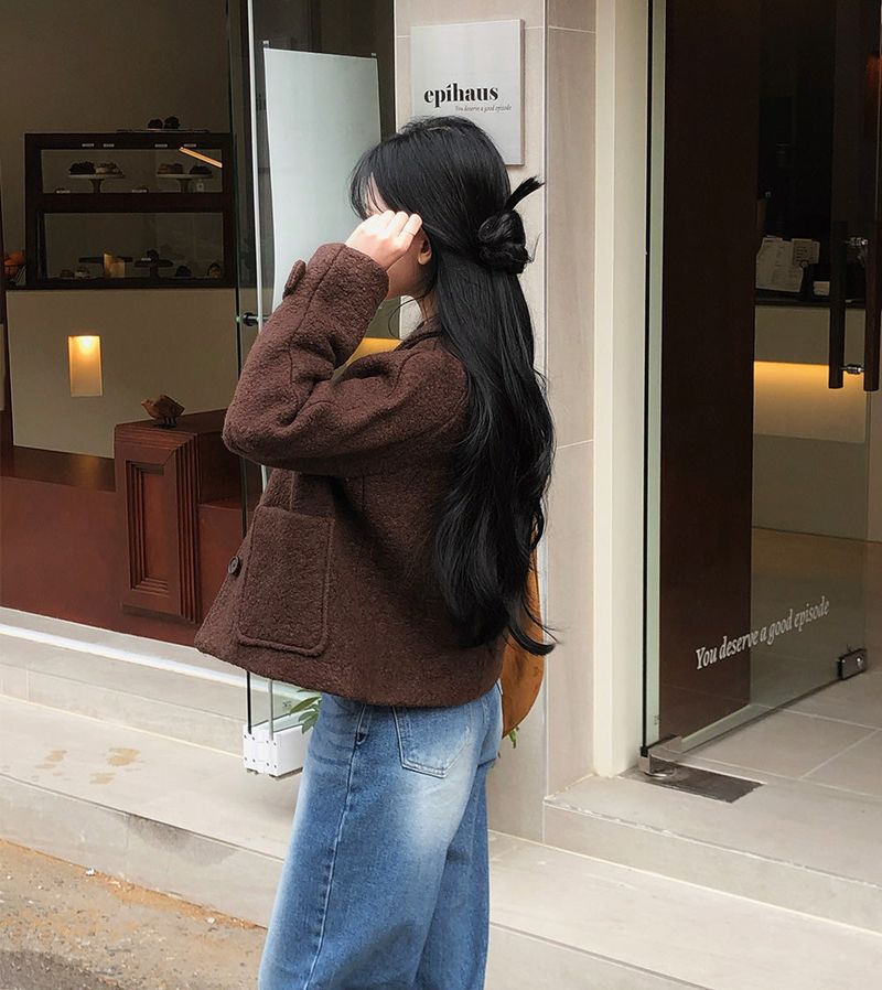 [BELLIDE MADE] fluffy wool collar short coat